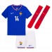 Echipament fotbal Franţa Adrien Rabiot #14 Tricou Acasa European 2024 pentru copii maneca scurta (+ Pantaloni scurti)